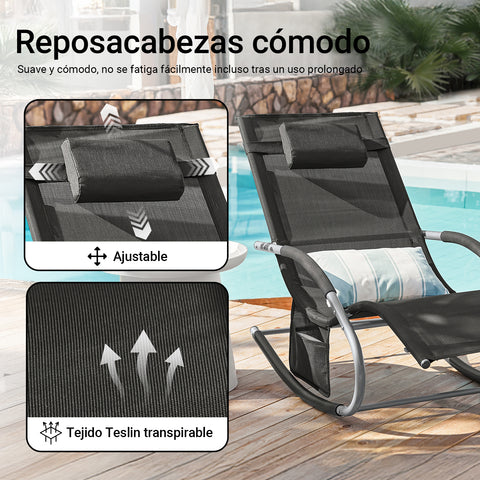 SoBuy OGS28-SCHx2 Tumbona ergonómica x2 Negro