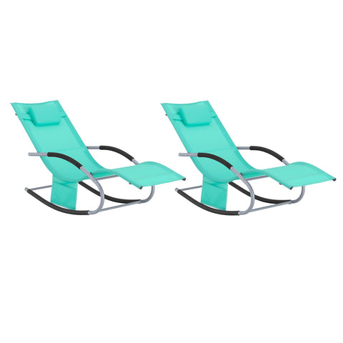 Cadeira de balanço SoBuy OGS28-TBx2 Loungerx2 com almofada e bolso azul Tiffany