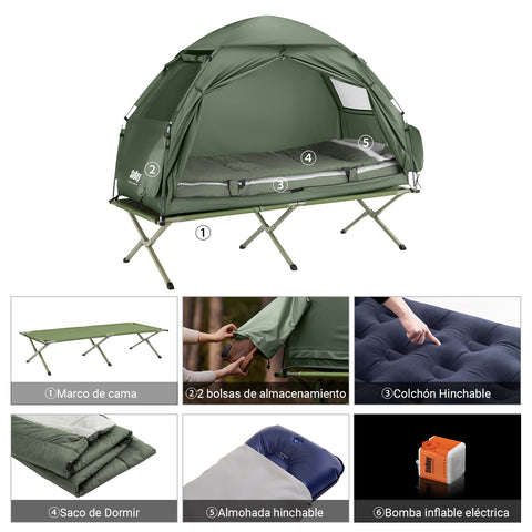 SoBuy OGS32-GR Tienda de campaña Flotante Colchon Inflable para 1 persona