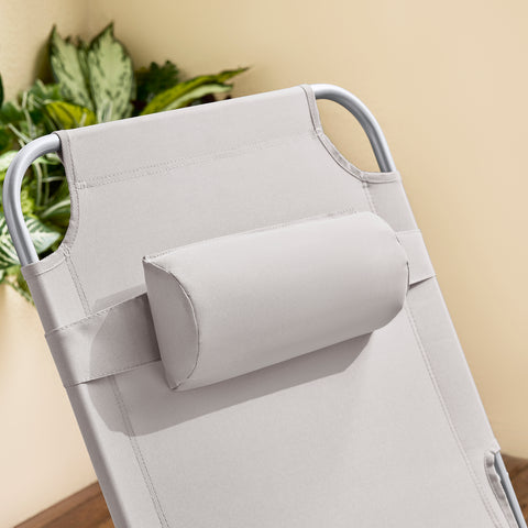 SoBuy OGS35-MI Tumbona inclinable de Acero Plegable con Almohada Beige