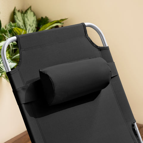 SoBuy OGS35-SCH Tumbona Plegable con Almohada Negro