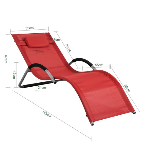 SoBuy OGS38-R Tumbona de jardín Roja