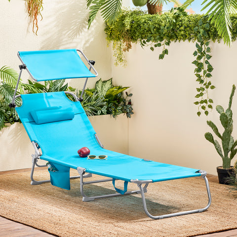 SoBuy OGS48-B Tumbona Plegable con Respaldo Reclinable y Parasol
