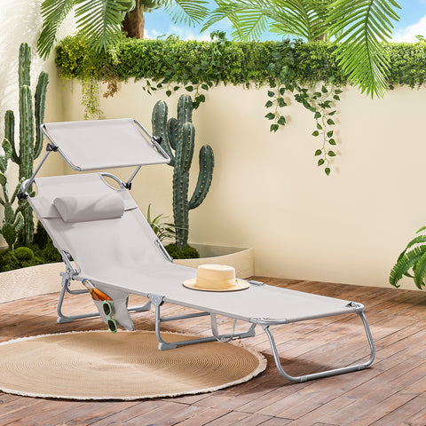 SoBuy OGS48-MI Tumbona Plegable con Respaldo Reclinable y Parasol