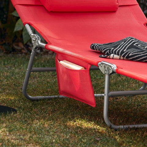 SoBuy OGS48-R Espreguiçadeira dobrável com encosto reclinável e guarda-sol
