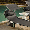Espreguiçadeira pré-venda-SoBuy OGS48-SCHx2 com encosto reclinável e guarda-sol