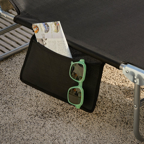 Espreguiçadeira SoBuy OGS48-SCHx2 com encosto reclinável e guarda-sol