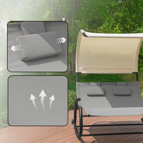 Preventa-SoBuy OGS50-HG Tumbona con Parasol de 2 plazas