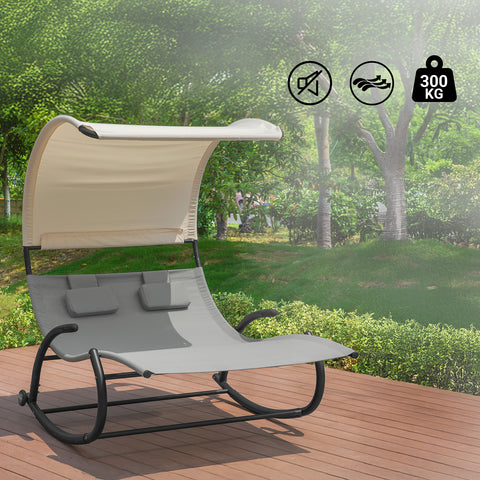 Preventa-SoBuy OGS50-HG Tumbona con Parasol de 2 plazas
