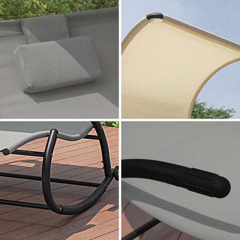 Preventa-SoBuy OGS50-HG Tumbona con Parasol de 2 plazas