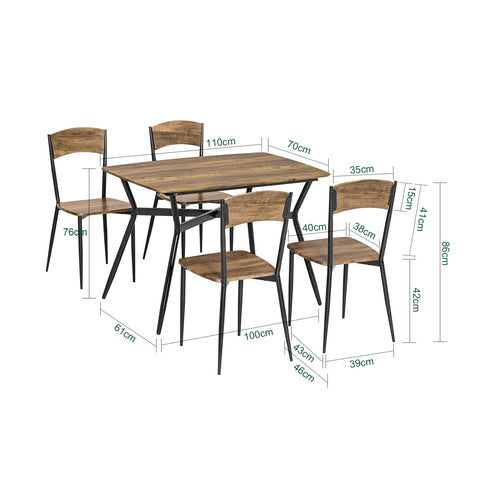 Conjunto de mesa de jantar e cadeiras pré-venda-SoBuy OGT49-F, mesa de bar alta e 4 cadeiras intustrial