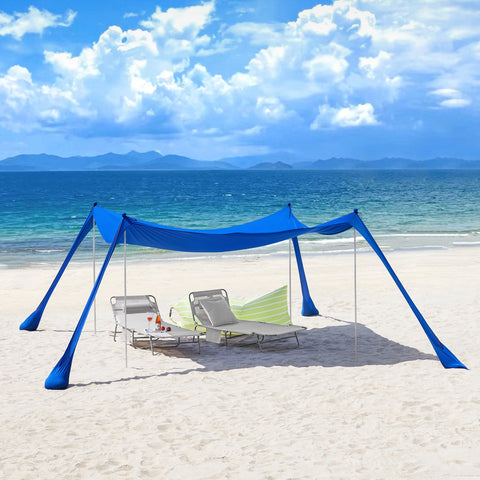 SoBuy OZT02-DB Tienda Carpas para Playa con Anclas de Bolsa 400 x 400 x 200 cm