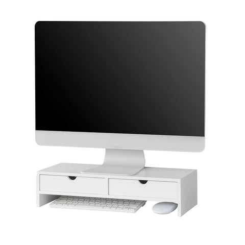 Pré-venda-SoBuy BBF02-W Suporte para monitor com 2 gavetas Branco