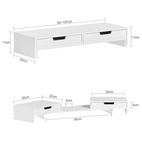Suporte para monitor giratório SoBuy BBF04-W com 2 gavetas branco