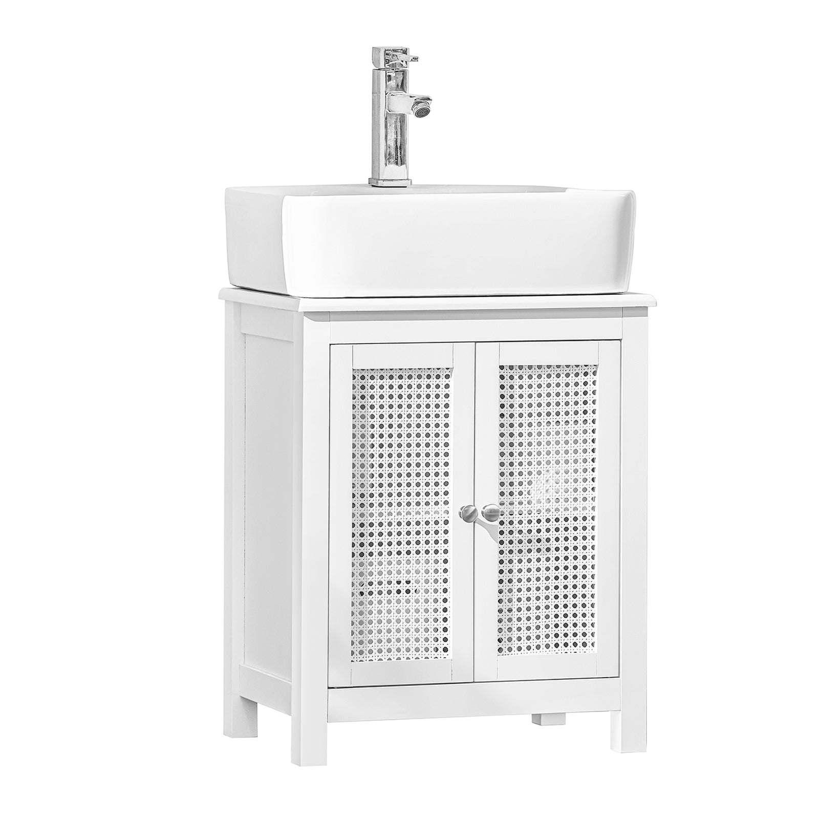 Armario Lavabo con Pie Armario de Baño con 2 estantes y 2 Puertas Blanco 60  x 35 x 58 cm BZR72-W SoBuy ES