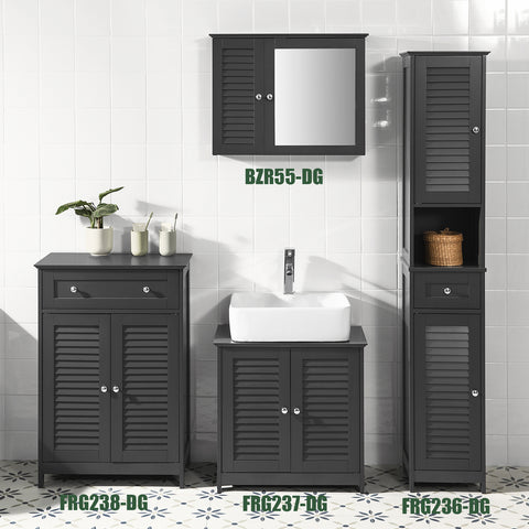 SoBuy FRG238-DG Armário de banheiro com 1 gavetas e 2 portas Cinza