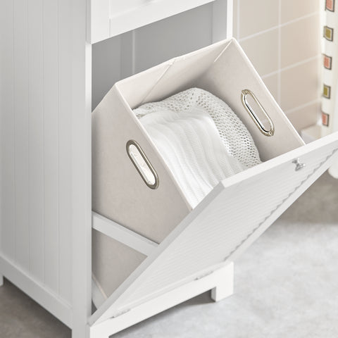 Armário de lavanderia SoBuy BZR73-W com 1 cesto e 1 gaveta branco