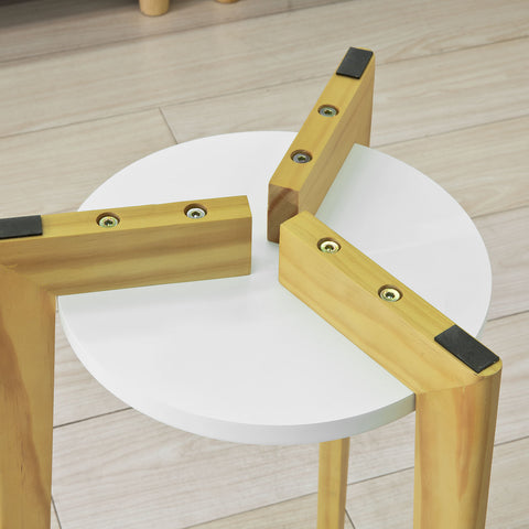 Mesa lateral pré-venda-SoBuy FBT52-WN com 2 prateleiras branca e madeira