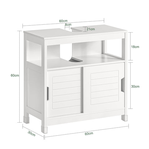 SoBuy FRG128-W armário sob pia com 1 prateleira e 2 portas branco
