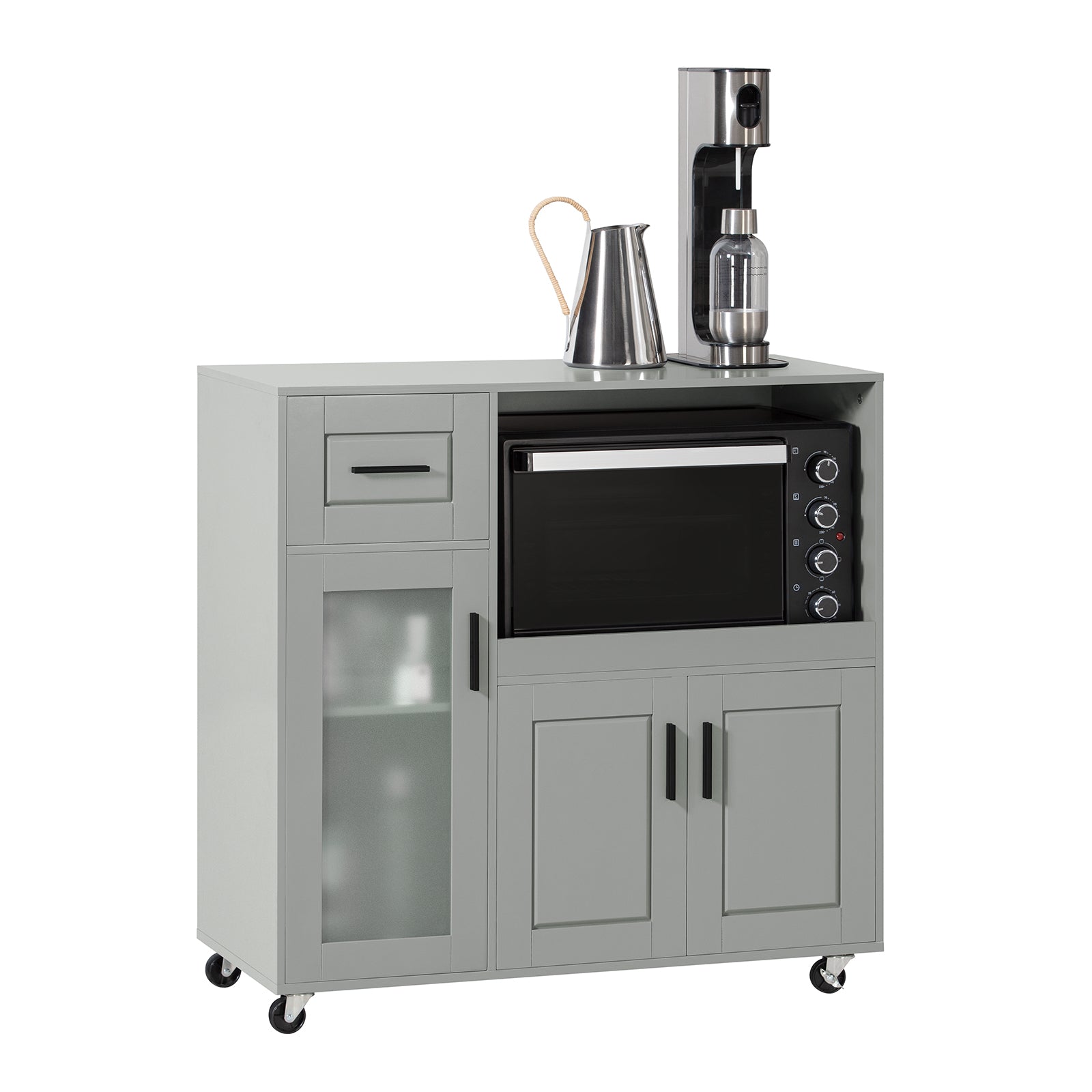 SoBuy | Aparador Cocina Microondas con Ruedas FSB78-HG– SoBuy-ES