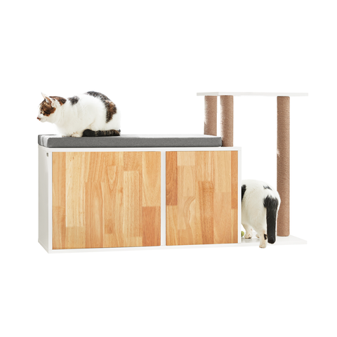 SoBuy FSR135-WN Banco de armazenamento para casa de gato de madeira 110 x 35 x 65 cm