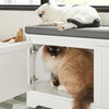 Banco para casa de gato de madeira SoBuy FSR136-W com 2 portas e 3 tigelas embutidas 90 x 36 x 44 cm