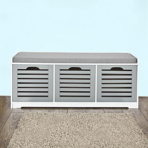 SoBuy FSR23-HG Shoe Bench com almofadas estofadas e 3 caixas Cinza