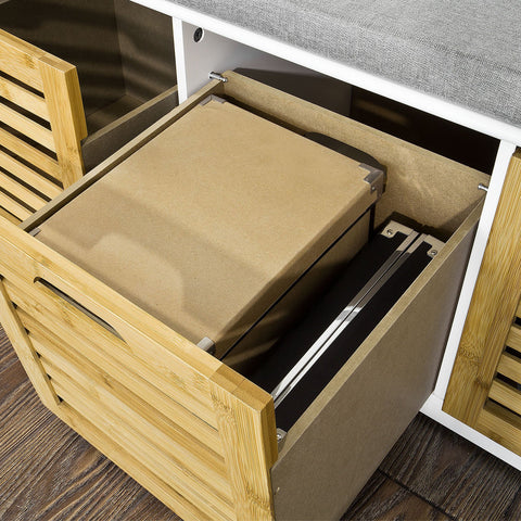 SoBuy FSR23-WN sapateira com almofadas acolchoadas e 3 caixas