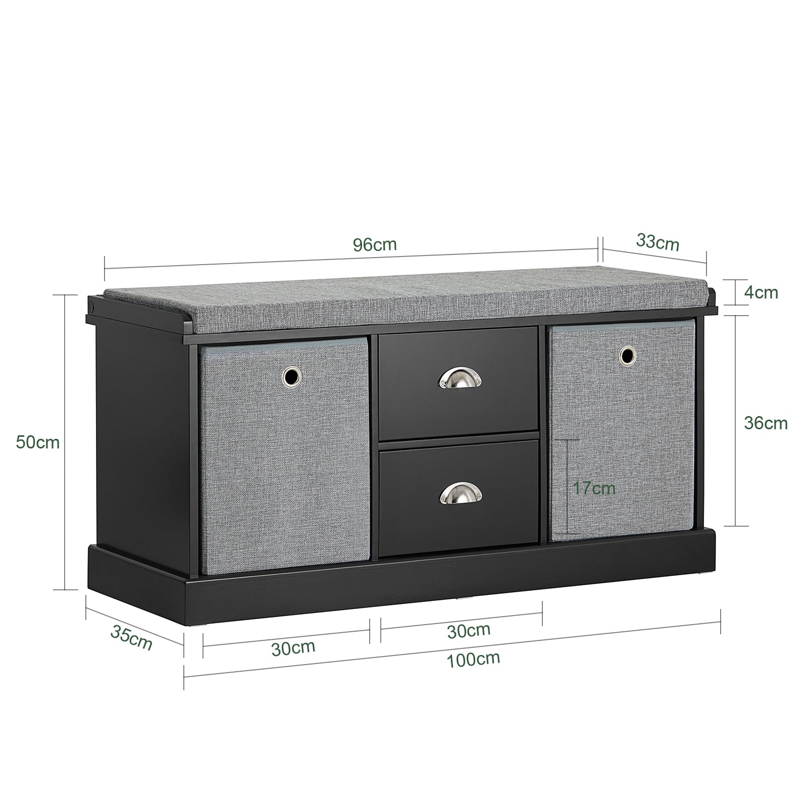 SoBuy FSR66SCH Banco Zapatero con 2 cajones y 2 cestas 100 x 35 x 50