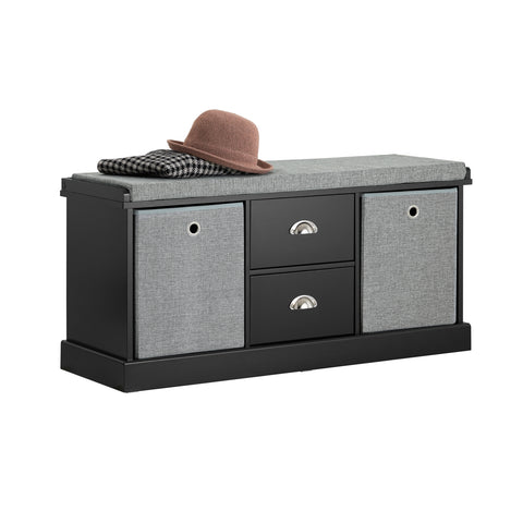 SoBuy FSR66-SCH Banco Zapatero con 2 cajones y 2 cestas 100 x 35 x 50 cm Negro