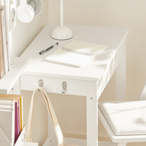 SoBuy FWT43-W Mesa de escritorio con un cajón y 2 ganchos