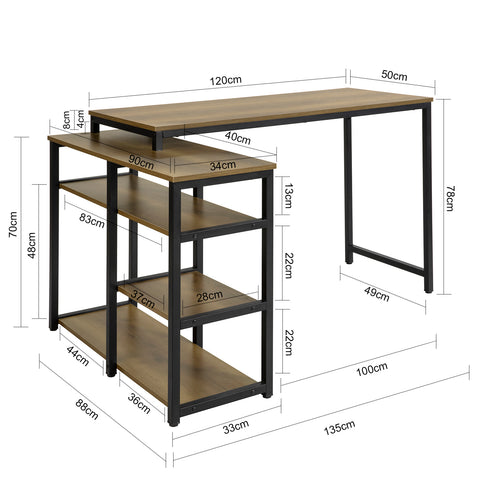 SoBuy FWT82-N Mesa de escritorio con estantes Izquierdo o Derecho