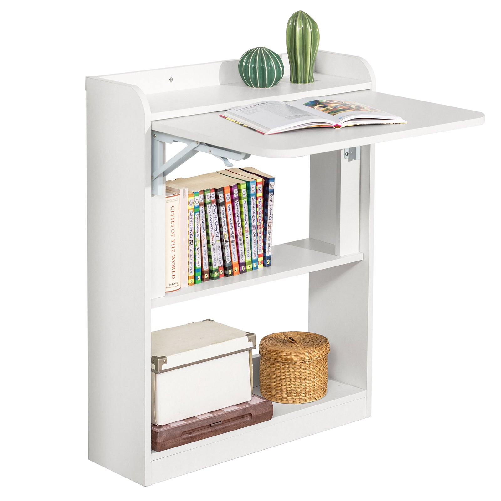 SoBuy® Armario pared, mesa plegable, libros, estantería, armario con  escritorio ple…