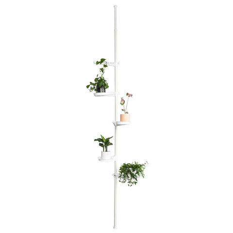 SoBuy KLS09-W Soporte para Plantas Ajustable 4 Macetas y 1 Colgador