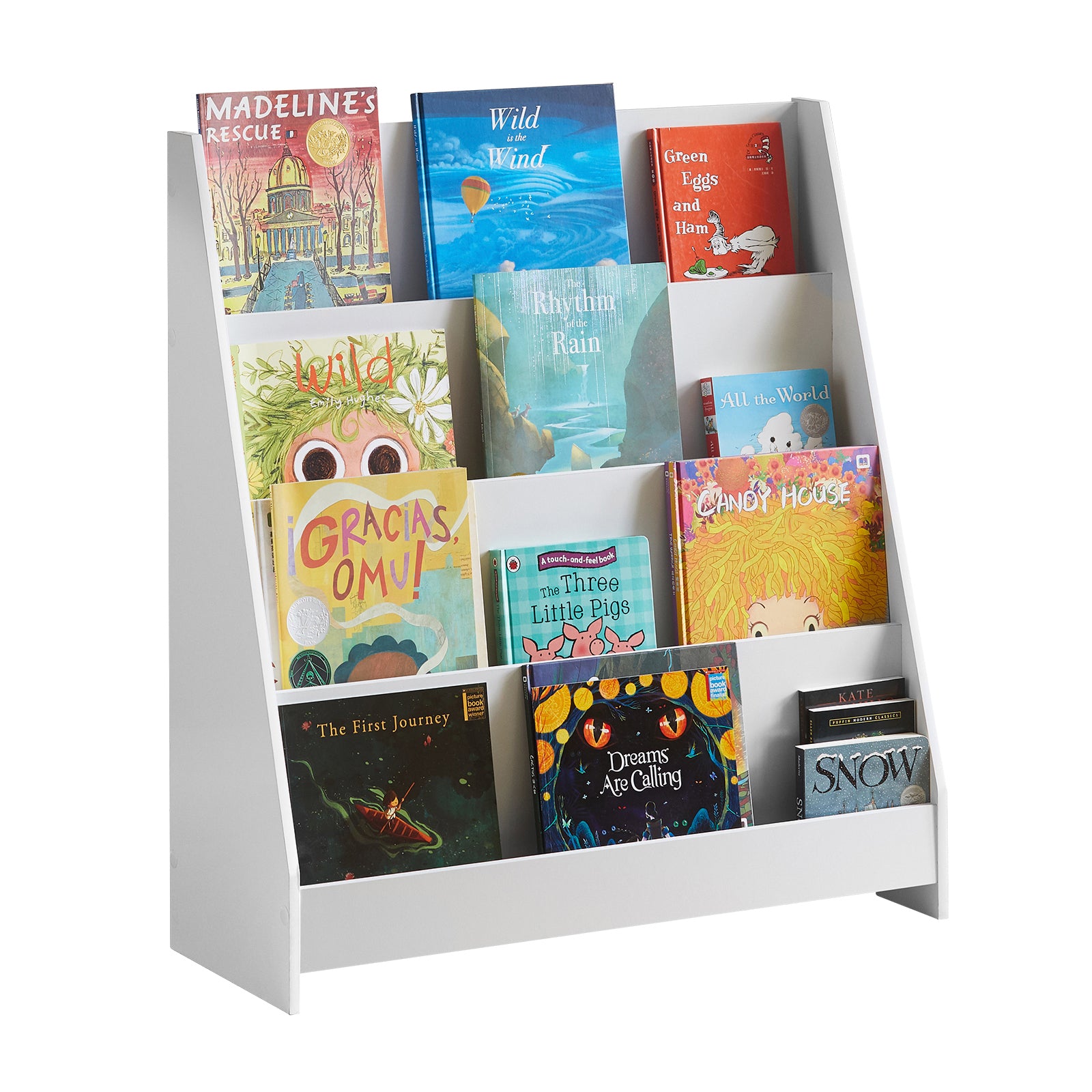 Librería Infantil para niños con 4 estanterías, Estantería de  Pared,Blanco,H118cm KMB08-W SoBuy ES