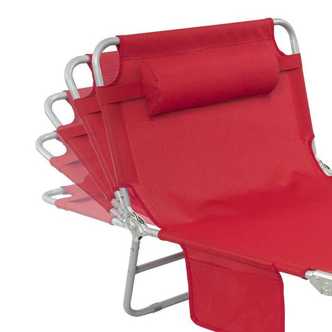 Espreguiçadeira inclinável de aço SoBuy OGS35-R com almofada vermelha